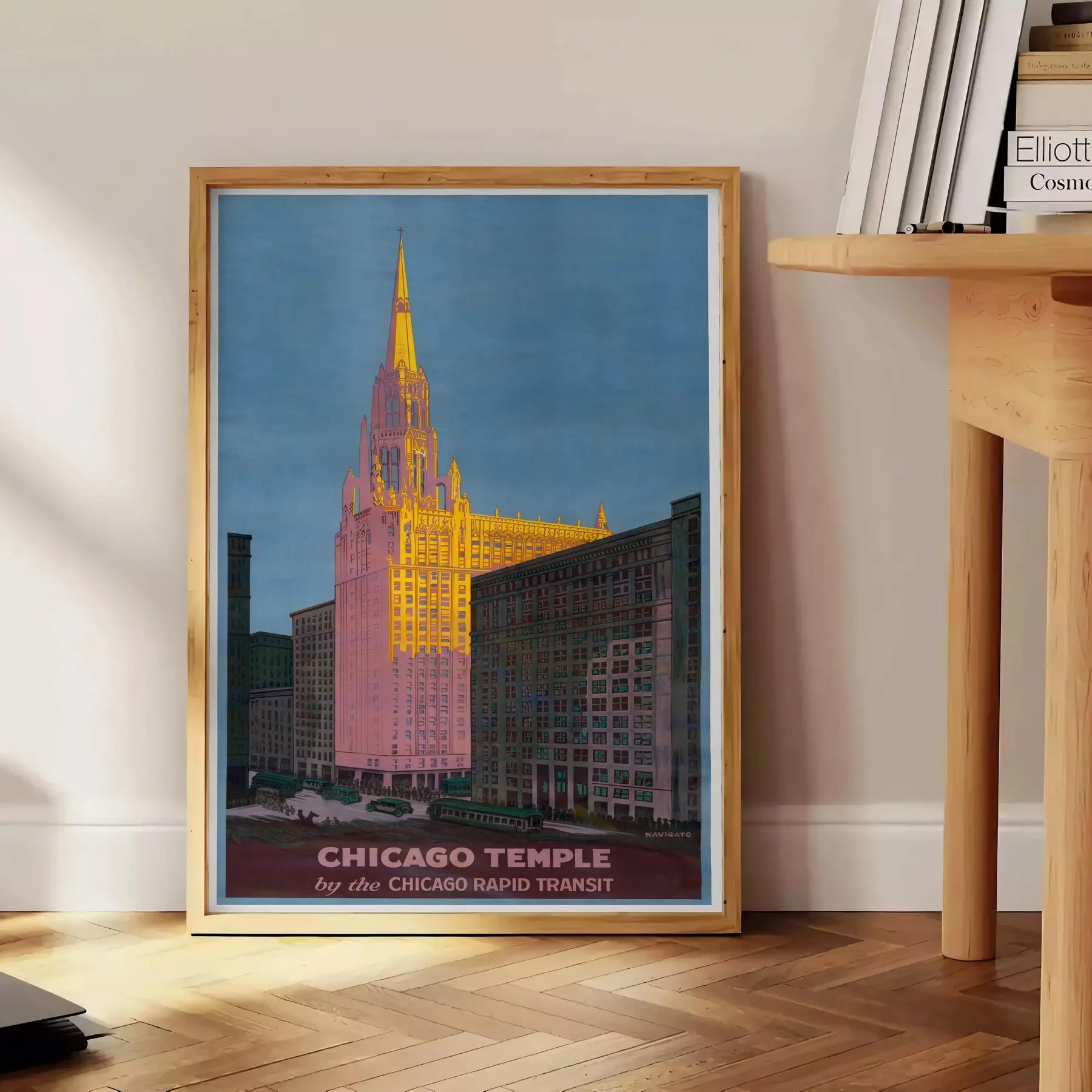 allure Chicago Temple travel poster striking piece gray black city timeless elegance wall art thoughtful gift compelling artwork space standalone print