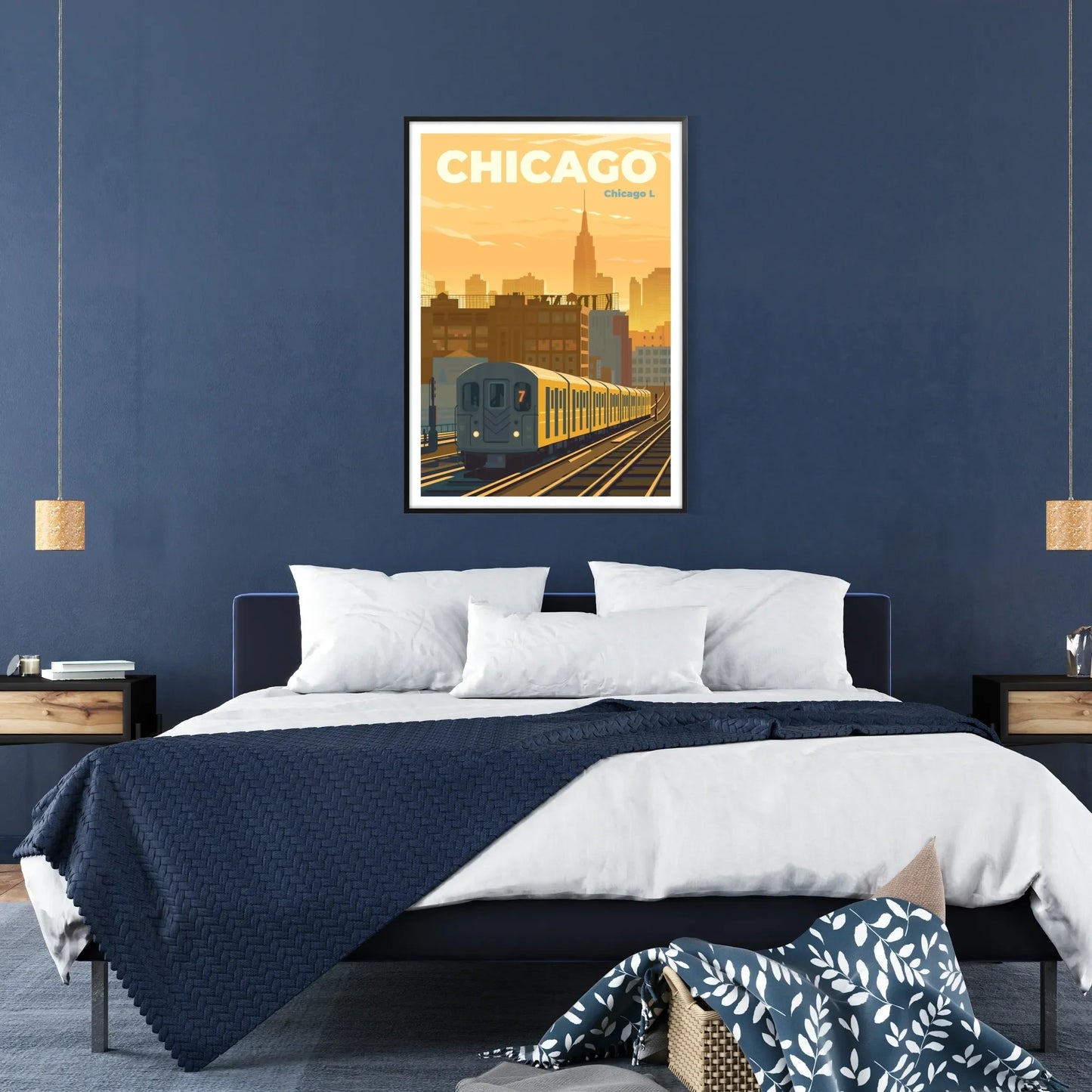 vibrant essence Chicago stunning white green poster wall art eye gift print city spirit elegance style space sophisticated artwork frame