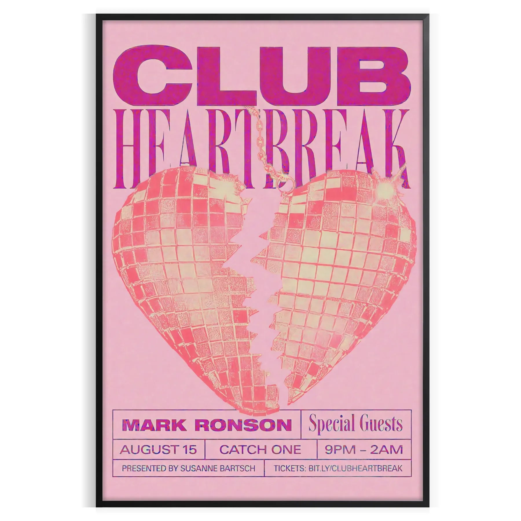 space captivating club heartbreak motivation poster gray purple wall art unique gift personal artwork bold colors resilience strength various sizes A4 cm A0