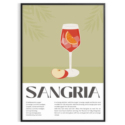 space vibrant Cocktail Sangria Art Poster lush green orange hues unique wall thoughtful gift stunning print touch elegance room sleek frame one