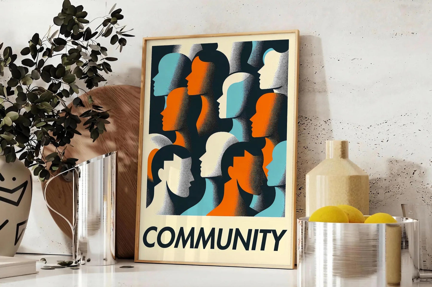space vibrant Community Dance poster bold orange green hues lively wall art essence unity rhythm ideal gift stunning print room unframed artwork today
